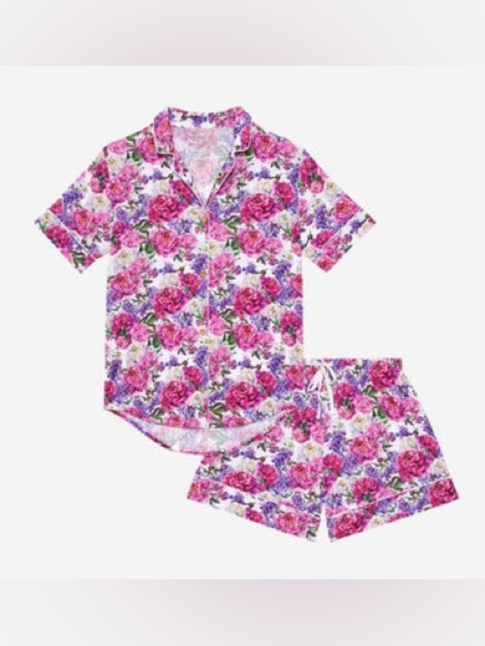 Posh Peanut Pink & Purple Floral Short Pajama Set